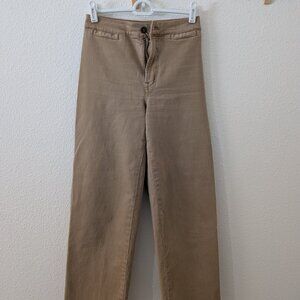 Madewell Emmett Wide Leg Crop Khaki Beige Pants Size 24